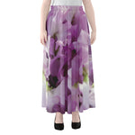 Purple Sweet Pea Print Chiffon Maxi Skirt