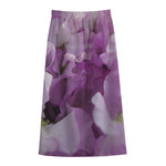 Purple Sweet Pea Print Cotton Front Slit Maxi Skirt