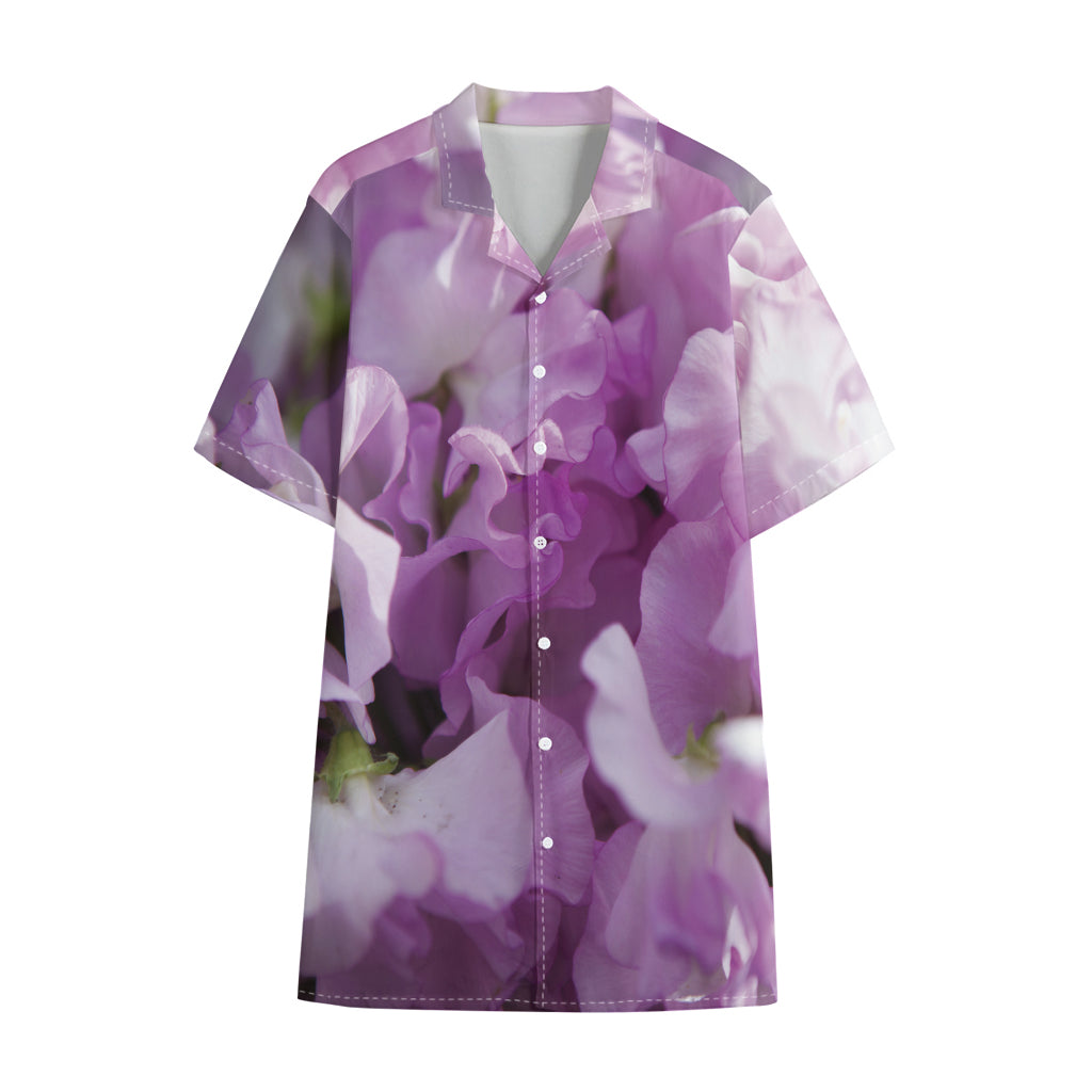 Purple Sweet Pea Print Cotton Hawaiian Shirt