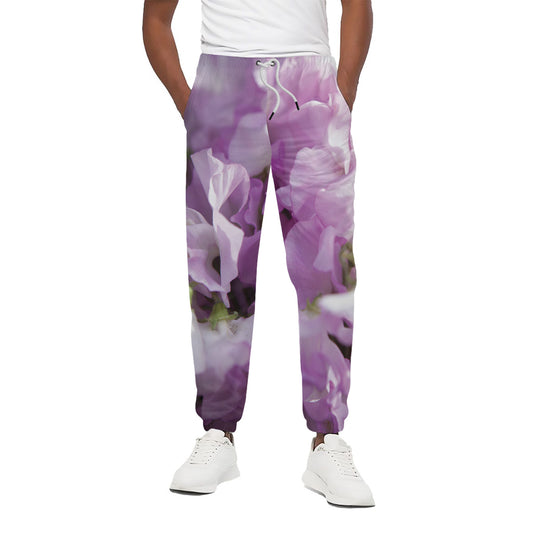 Purple Sweet Pea Print Cotton Pants