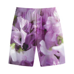 Purple Sweet Pea Print Cotton Shorts