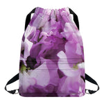 Purple Sweet Pea Print Drawstring Backpack