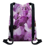 Purple Sweet Pea Print Drawstring Backpack