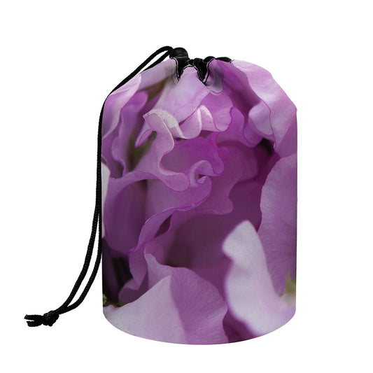 Purple Sweet Pea Print Drawstring Makeup Bag
