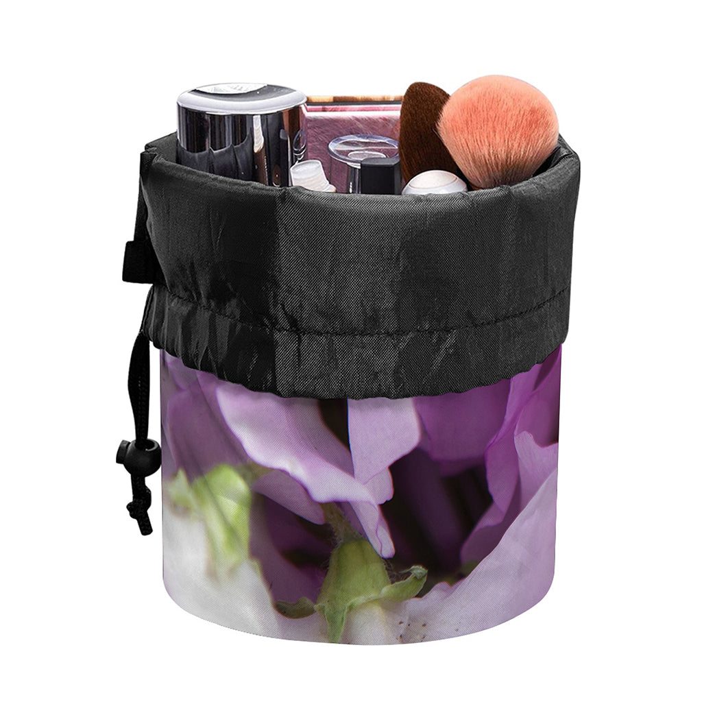 Purple Sweet Pea Print Drawstring Makeup Bag