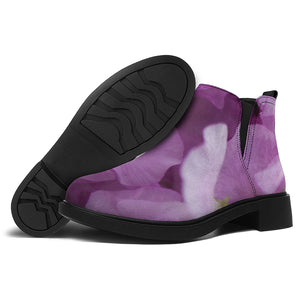 Purple Sweet Pea Print Flat Ankle Boots