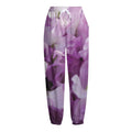 Purple Sweet Pea Print Fleece Lined Knit Pants