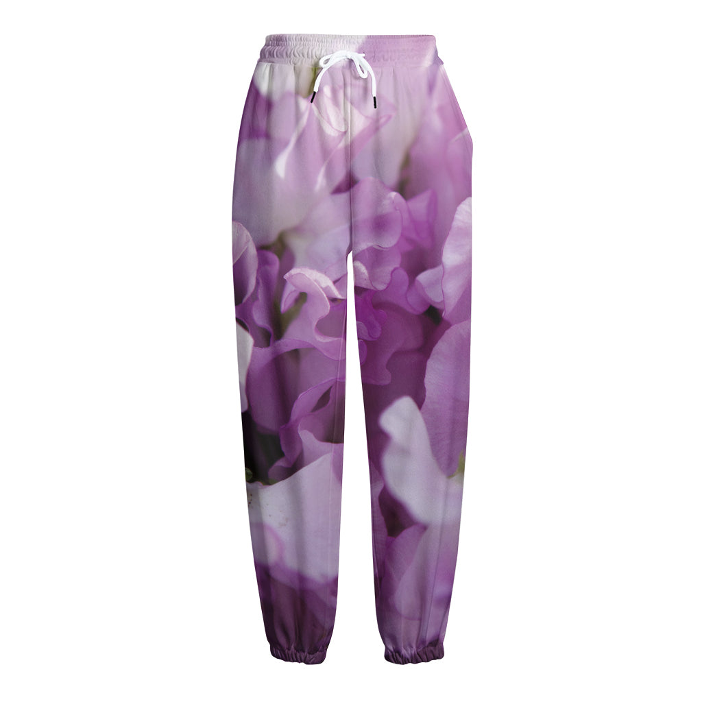 Purple Sweet Pea Print Fleece Lined Knit Pants