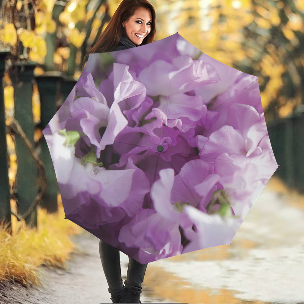 Purple Sweet Pea Print Foldable Umbrella