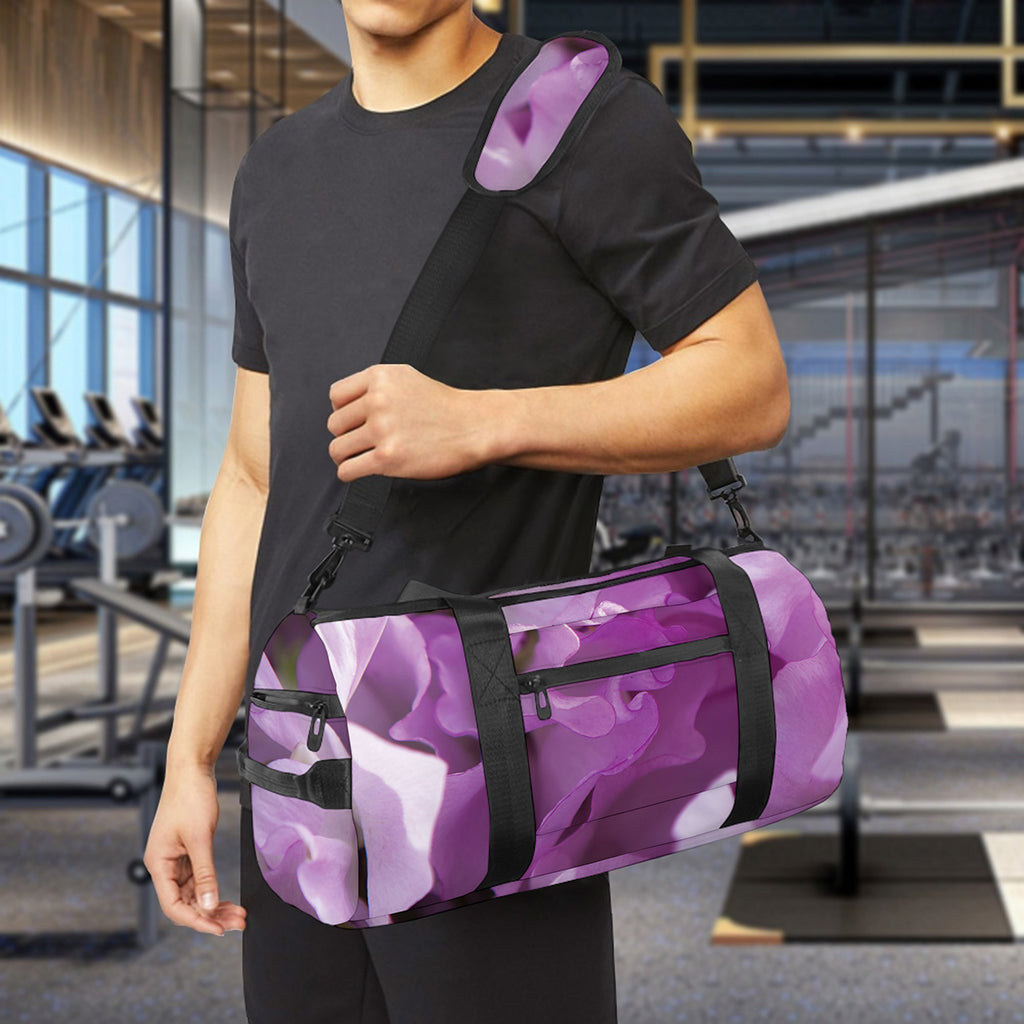 Purple Sweet Pea Print Gym Bag