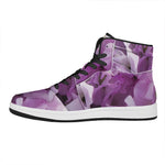 Purple Sweet Pea Print High Top Leather Sneakers