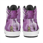 Purple Sweet Pea Print High Top Leather Sneakers