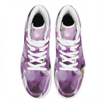 Purple Sweet Pea Print High Top Leather Sneakers