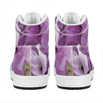 Purple Sweet Pea Print High Top Leather Sneakers