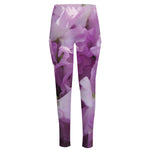 Purple Sweet Pea Print High-Waisted Pocket Leggings