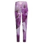 Purple Sweet Pea Print High-Waisted Pocket Leggings