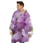 Purple Sweet Pea Print Hoodie Blanket