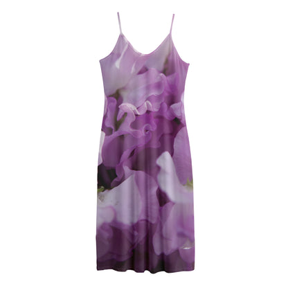Purple Sweet Pea Print Jersey Midi Cami Dress