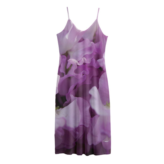 Purple Sweet Pea Print Jersey Midi Cami Dress