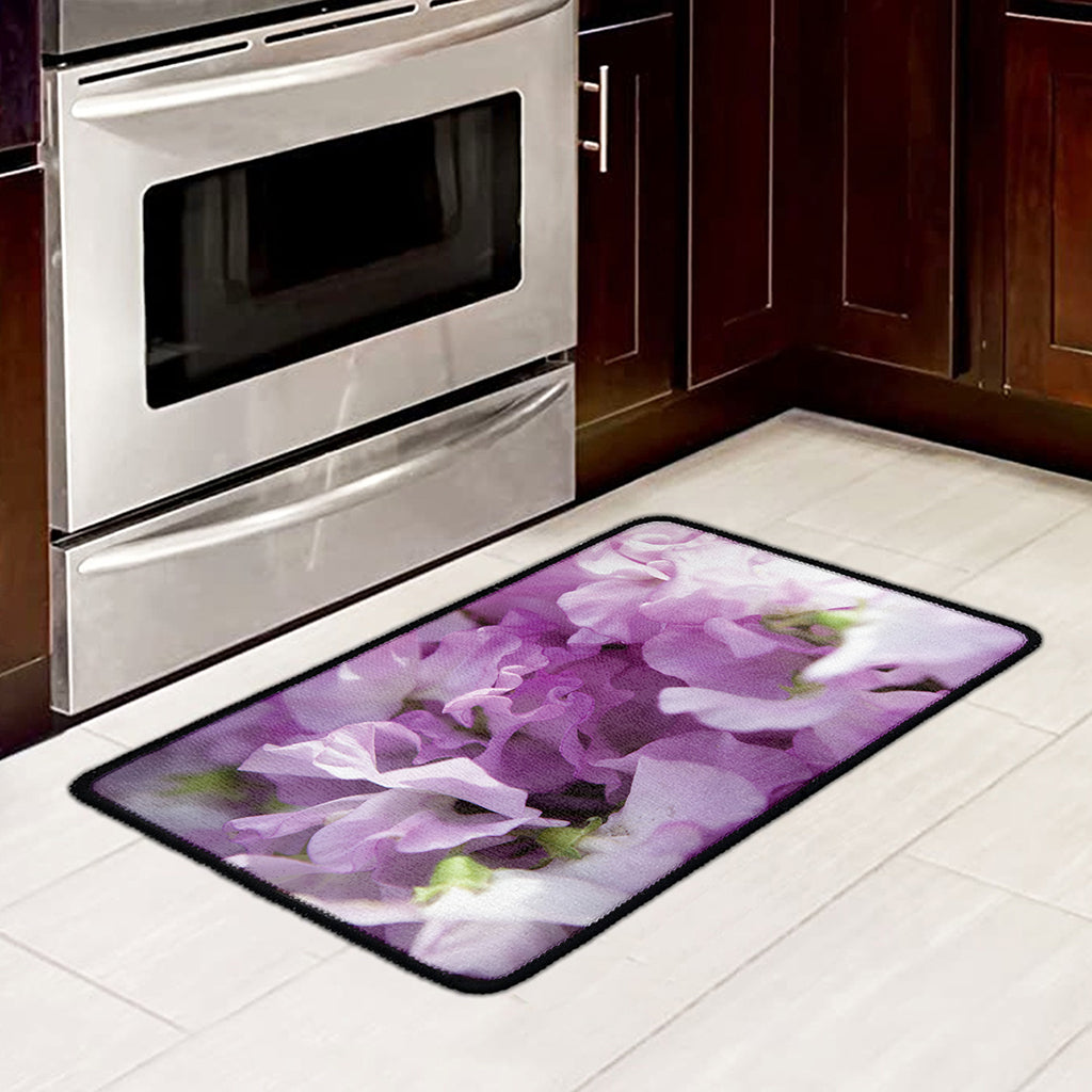 Purple Sweet Pea Print Kitchen Mat