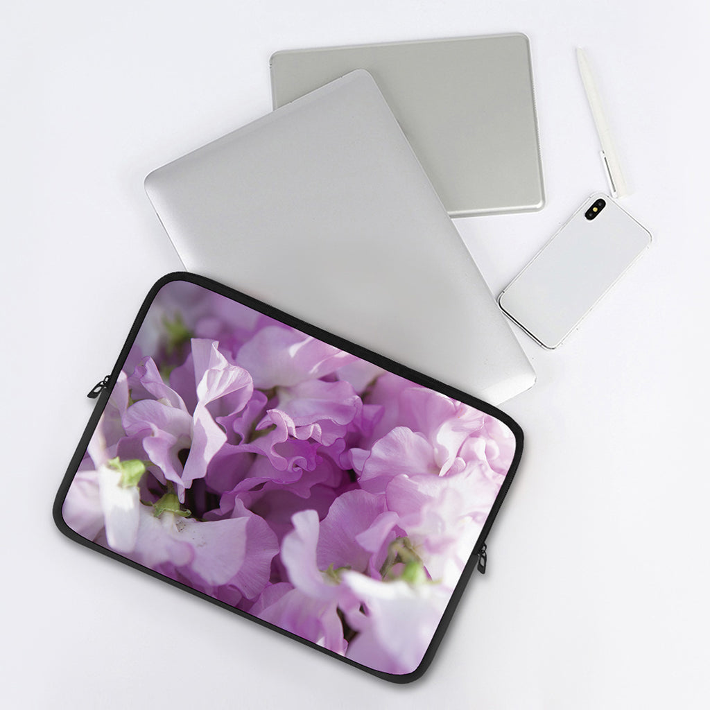 Purple Sweet Pea Print Laptop Sleeve