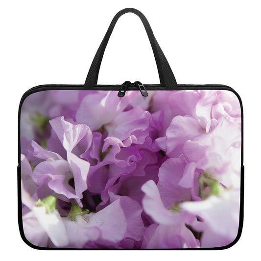 Purple Sweet Pea Print Laptop Sleeve With Handle