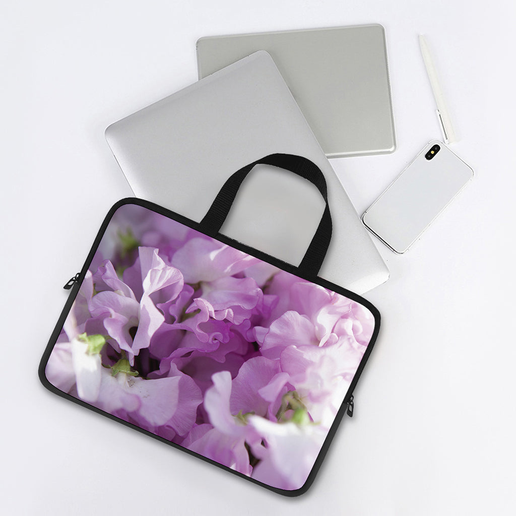 Purple Sweet Pea Print Laptop Sleeve With Handle