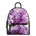 Purple Sweet Pea Print Leather Backpack