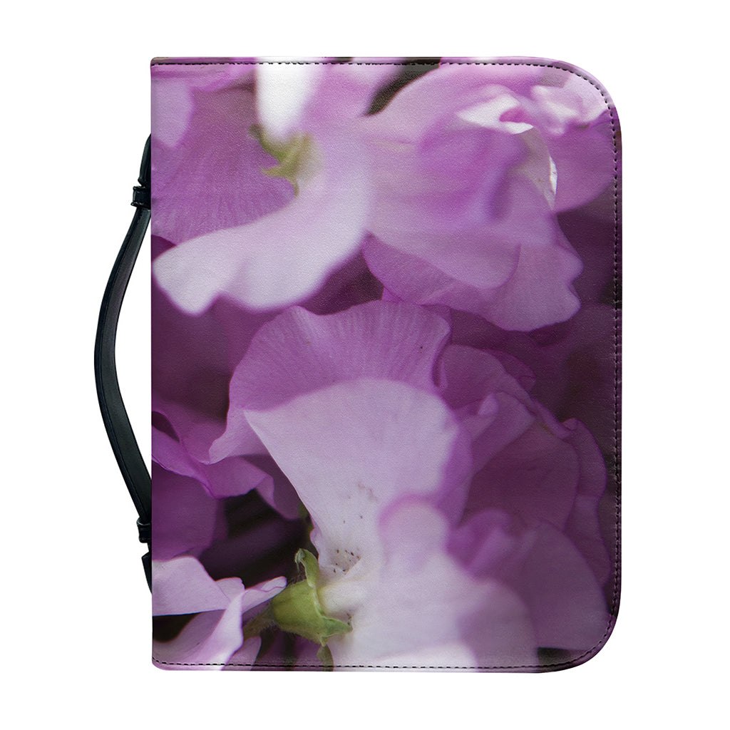 Purple Sweet Pea Print Leather Bible Cover