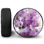 Purple Sweet Pea Print Leather Spare Tire Cover