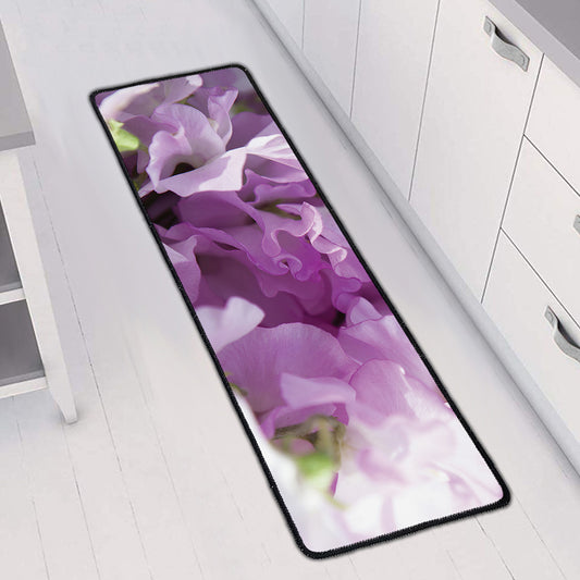 Purple Sweet Pea Print Long Kitchen Mat