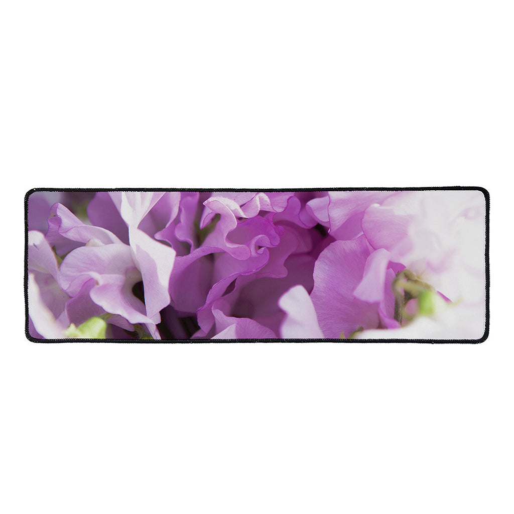 Purple Sweet Pea Print Long Kitchen Mat