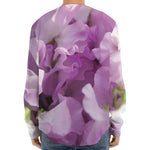 Purple Sweet Pea Print Long Sleeve Baseball Jersey