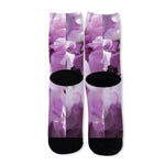 Purple Sweet Pea Print Long Socks