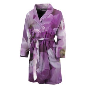 Purple Sweet Pea Print Men's Bathrobe