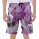 Purple Sweet Pea Print Men's Beach Shorts