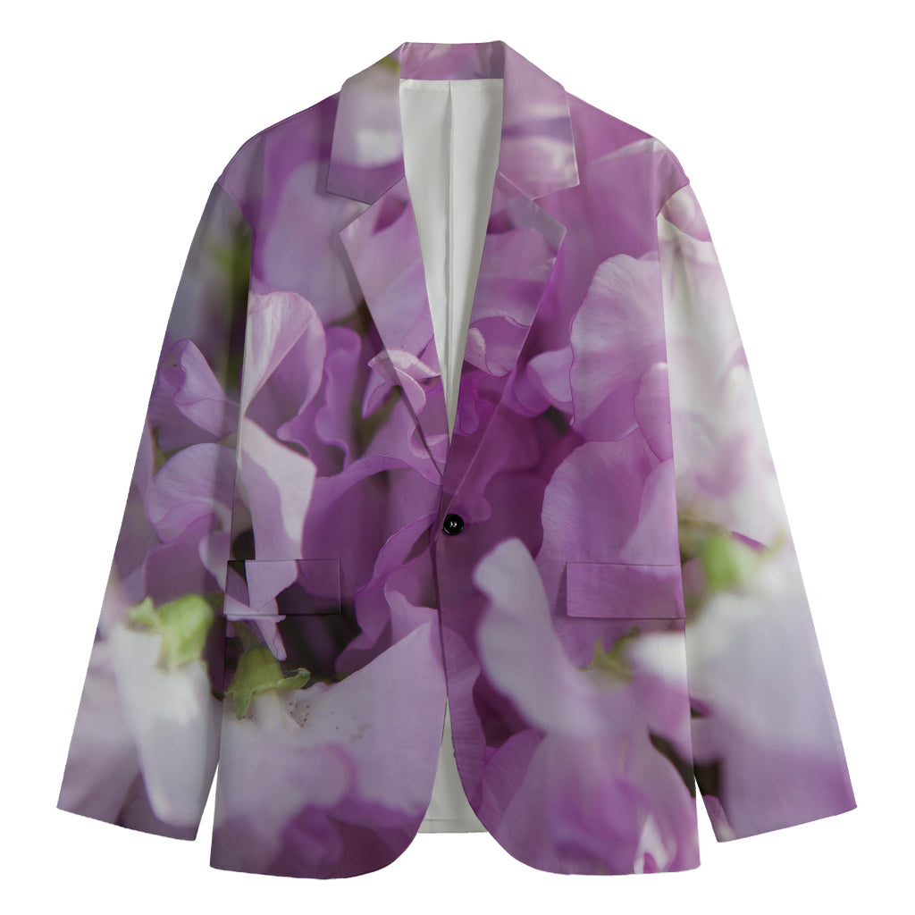 Purple Sweet Pea Print Men's Blazer