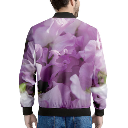 Purple Sweet Pea Print Men's Bomber Jacket
