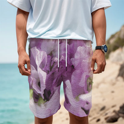 Purple Sweet Pea Print Men's Cargo Shorts