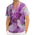 Purple Sweet Pea Print Men's Deep V-Neck Shirt
