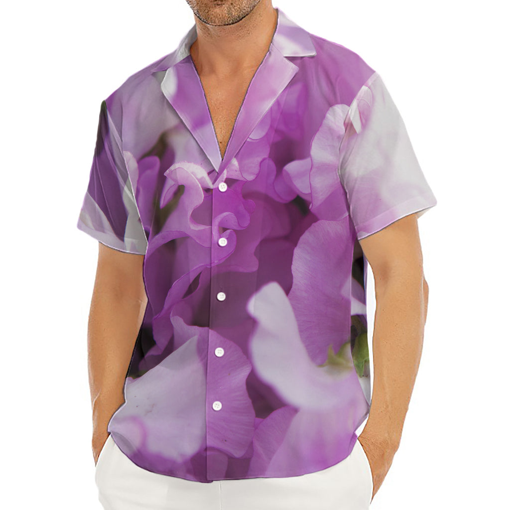 Purple Sweet Pea Print Men's Deep V-Neck Shirt