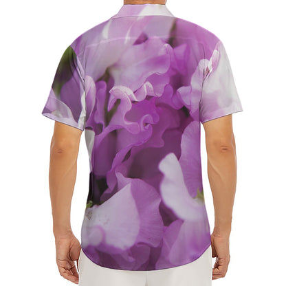 Purple Sweet Pea Print Men's Deep V-Neck Shirt