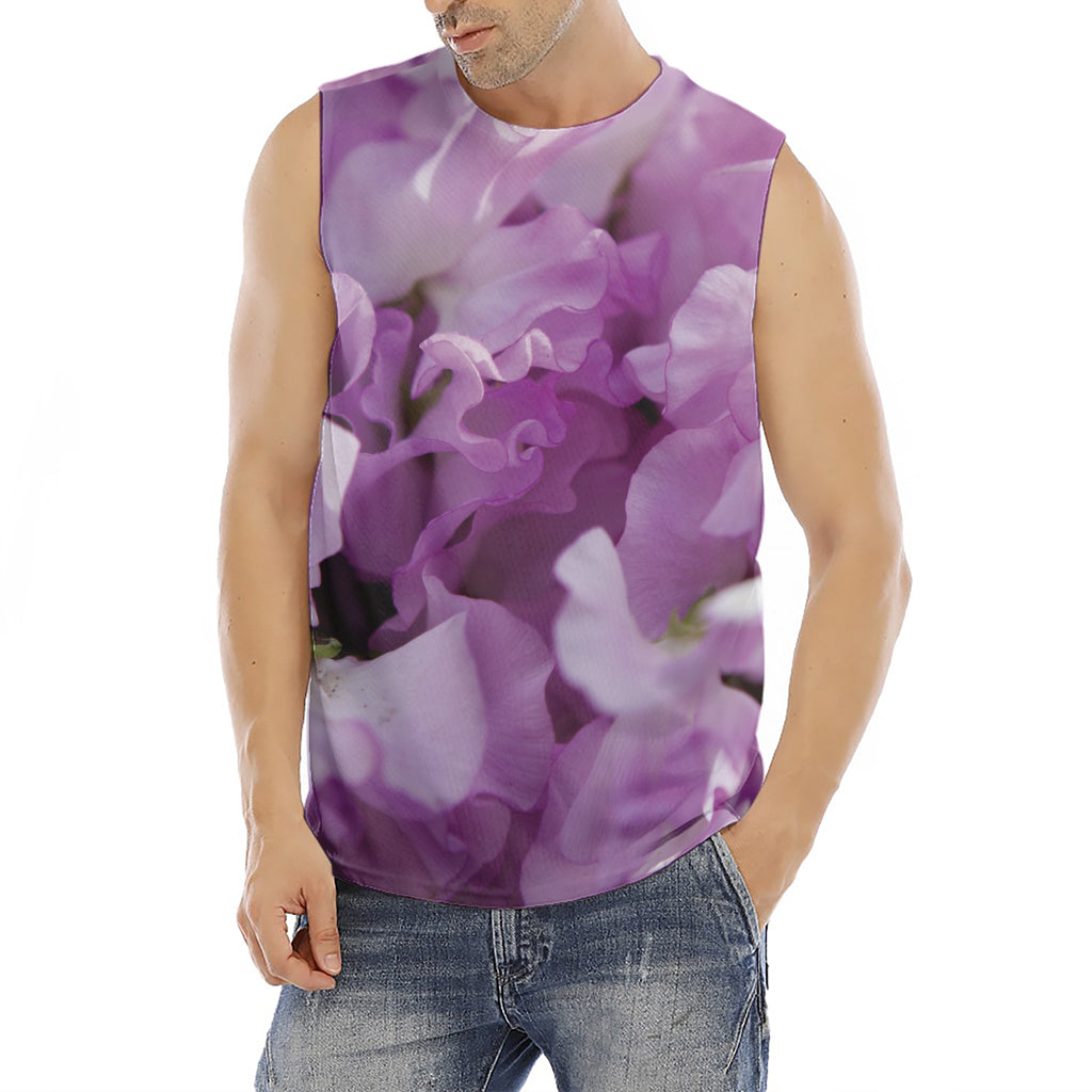 Purple Sweet Pea Print Men's Fitness Tank Top