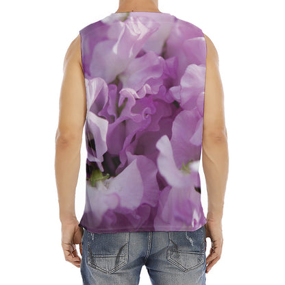 Purple Sweet Pea Print Men's Fitness Tank Top