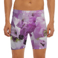 Purple Sweet Pea Print Men's Long Boxer Briefs