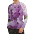 Purple Sweet Pea Print Men's Long Sleeve Rash Guard