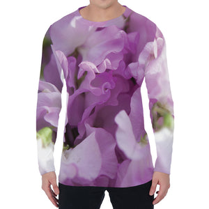 Purple Sweet Pea Print Men's Long Sleeve T-Shirt