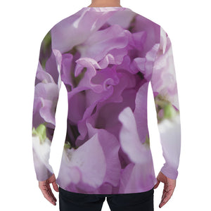 Purple Sweet Pea Print Men's Long Sleeve T-Shirt