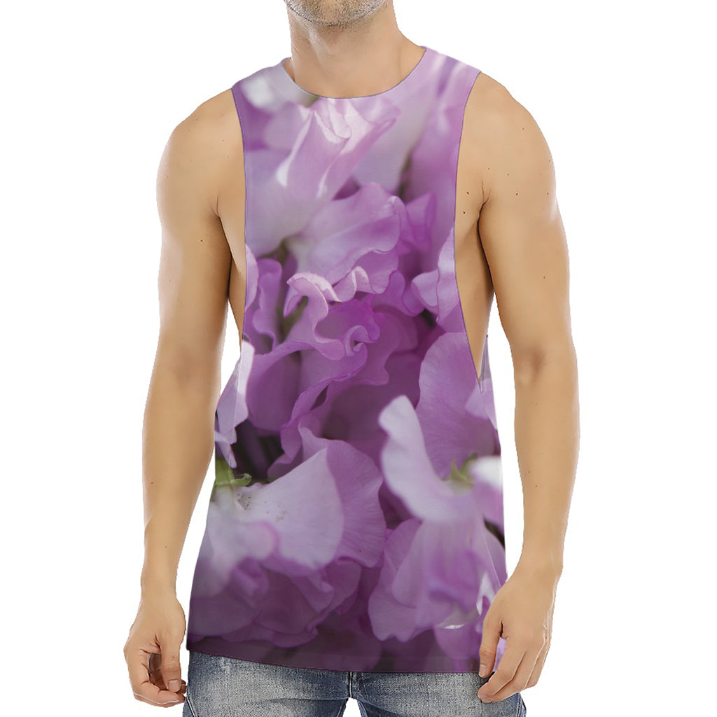 Purple Sweet Pea Print Men's Muscle Tank Top