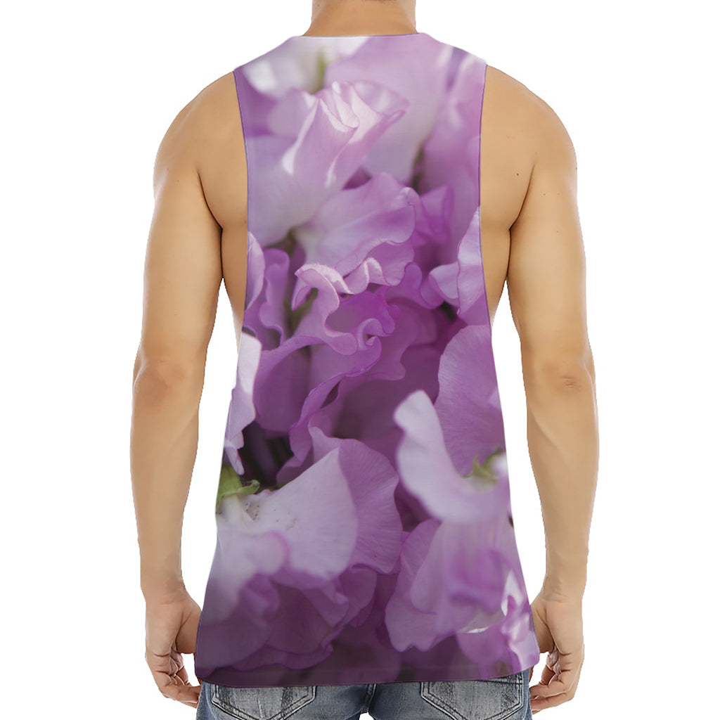 Purple Sweet Pea Print Men's Muscle Tank Top